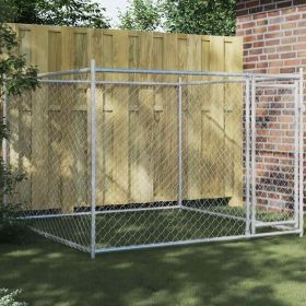 Dog Cage with Door Gray 6.6'x6.6'x4.9'Galvanized Steel